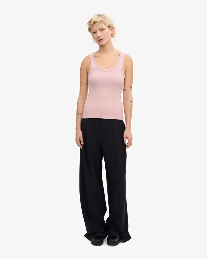 Débardeur côtelé bio pour femme - Rose délavé