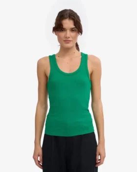 Débardeur côtelé bio pour femme – Vert Kelly