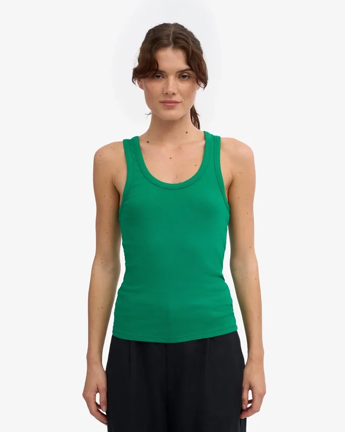 Débardeur côtelé bio pour femme - Vert Kelly