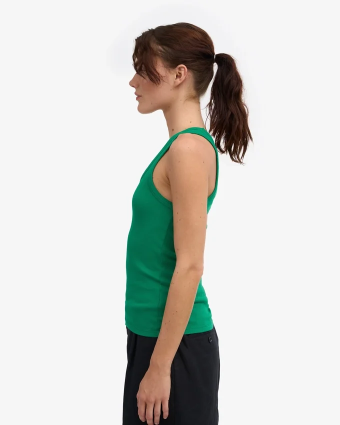 Débardeur côtelé bio pour femme - Vert Kelly