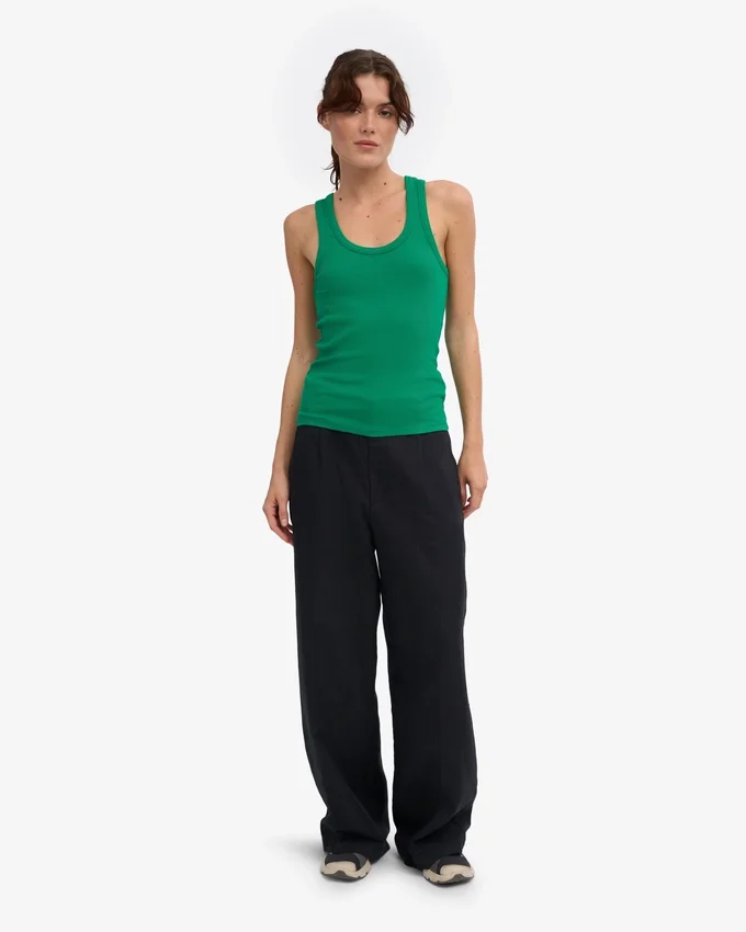 Débardeur côtelé bio pour femme - Vert Kelly