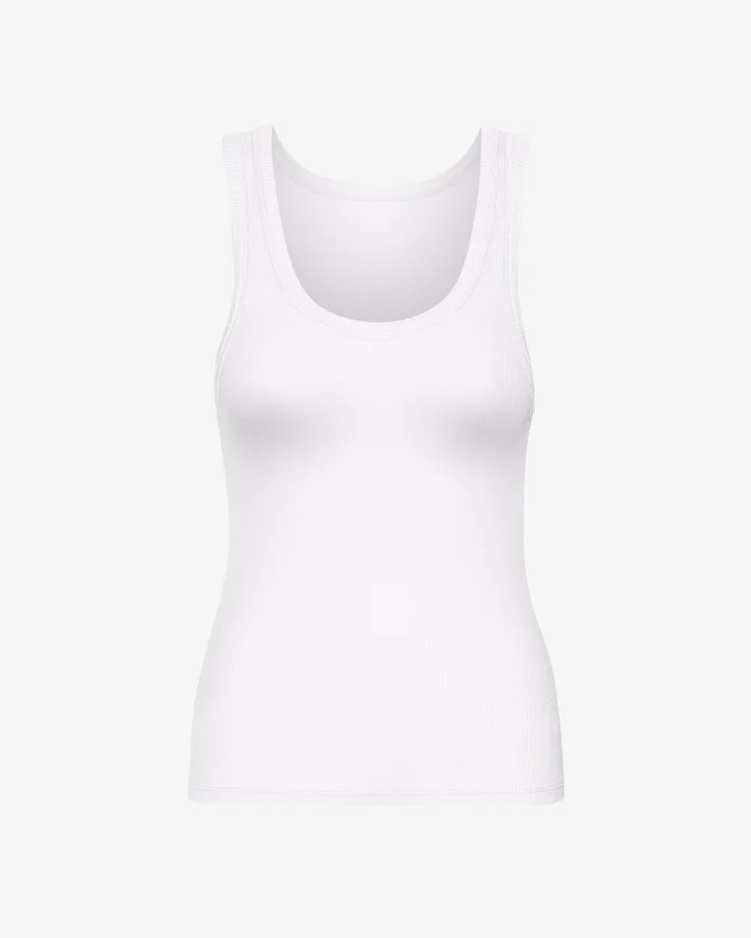 Débardeur en coton bio à côtes pour femme - Blanc optique