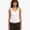 Débardeur en coton bio à côtes pour femme - Blanc optique