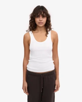 Débardeur en coton bio à côtes pour femme – Blanc optique