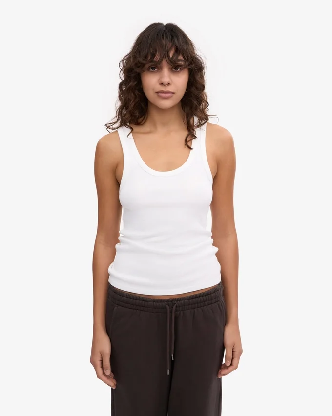 Débardeur en coton bio à côtes pour femme - Blanc optique