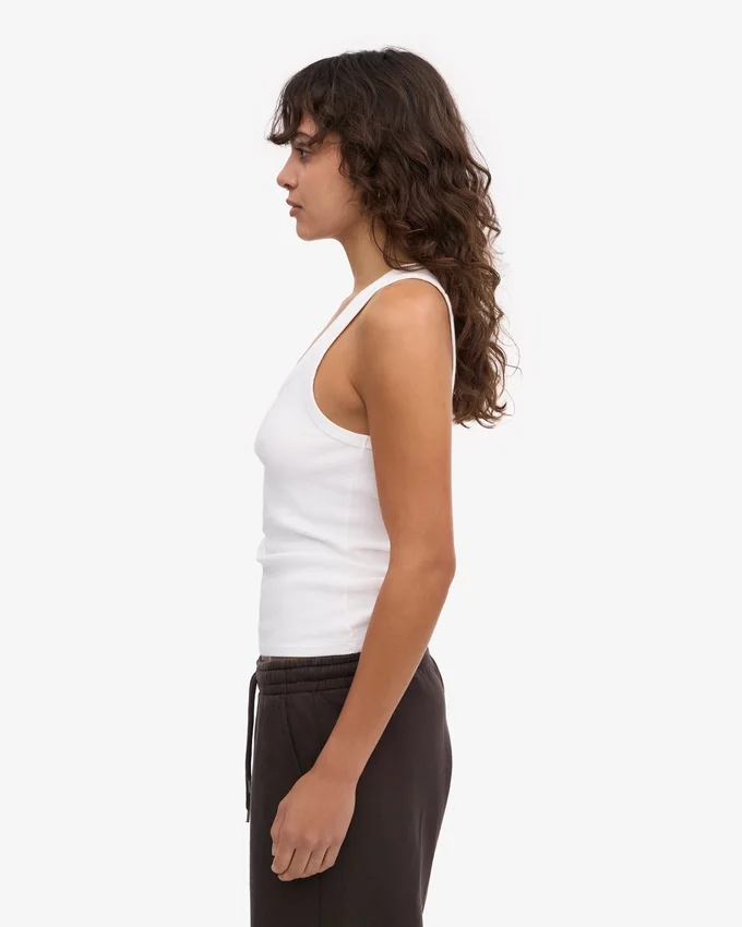 Débardeur en coton bio à côtes pour femme - Blanc optique