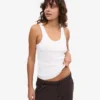 Débardeur en coton bio à côtes pour femme - Blanc optique