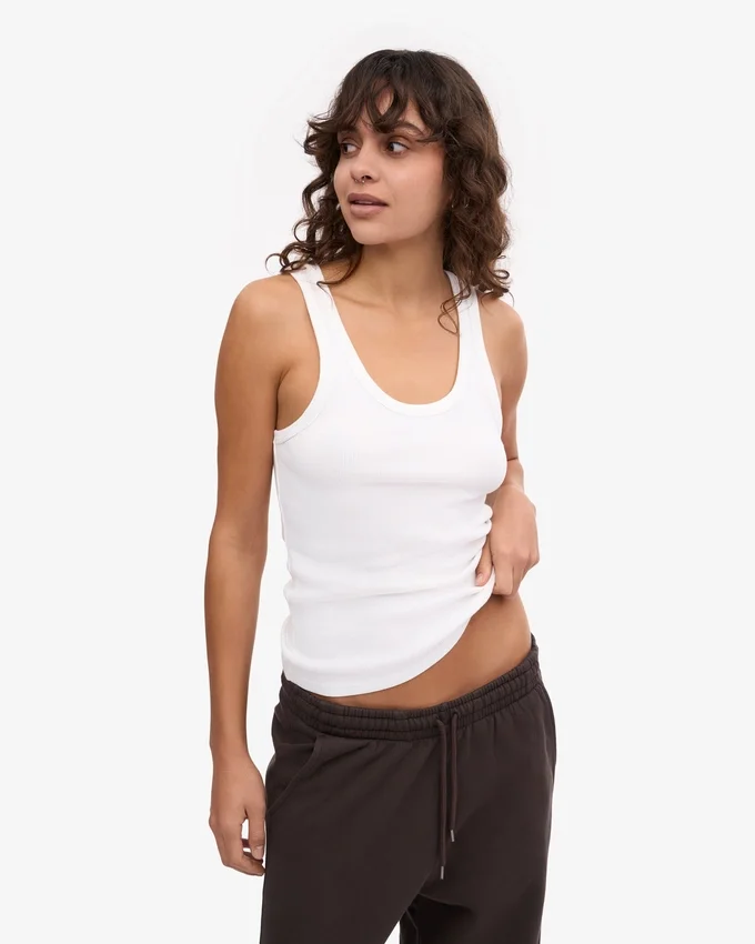Débardeur en coton bio à côtes pour femme - Blanc optique