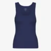 Débardeur en coton bio à côtes pour femme - Bleu marine