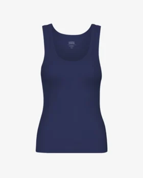 Débardeur en coton bio à côtes pour femme - Bleu marine