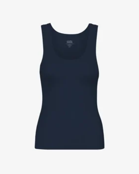 Débardeur en coton bio à côtes pour femme - Bleu marine