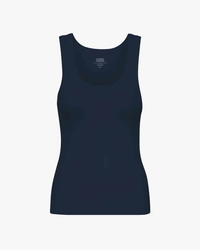 Débardeur en coton bio à côtes pour femme - Bleu marine