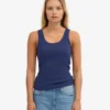 Débardeur en coton bio à côtes pour femme - Bleu marine