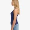 Débardeur en coton bio à côtes pour femme - Bleu marine