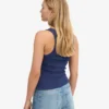 Débardeur en coton bio à côtes pour femme - Bleu marine