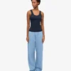 Débardeur en coton bio à côtes pour femme - Bleu marine