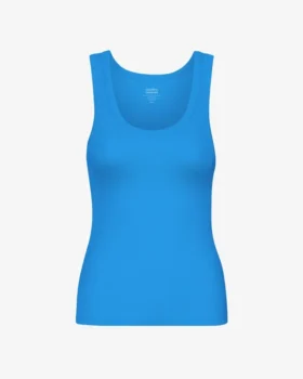 Débardeur en coton bio à côtes pour femme - Bleu Pacifique