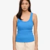 Débardeur en coton bio à côtes pour femme - Bleu Pacifique