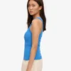 Débardeur en coton bio à côtes pour femme - Bleu Pacifique