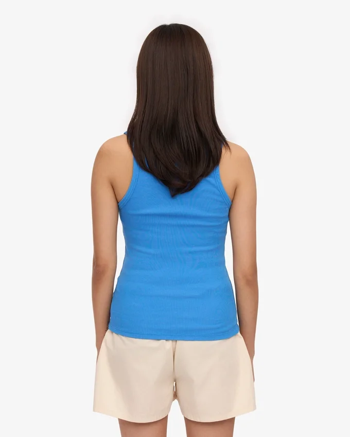 Débardeur en coton bio à côtes pour femme - Bleu Pacifique