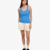Débardeur en coton bio à côtes pour femme - Bleu Pacifique