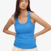 Débardeur en coton bio à côtes pour femme - Bleu Pacifique