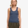 Débardeur en coton bio à côtes pour femme - Bleu pétrole