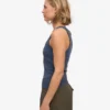 Débardeur en coton bio à côtes pour femme - Bleu pétrole