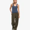 Débardeur en coton bio à côtes pour femme - Bleu pétrole