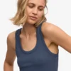 Débardeur en coton bio à côtes pour femme - Bleu pétrole