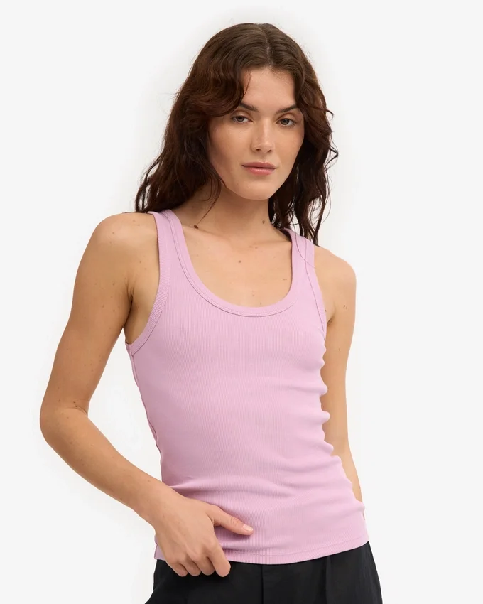 Débardeur en coton bio à côtes pour femme - Fleur de cerisier