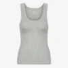 Débardeur en coton bio à côtes pour femme - Gris chiné