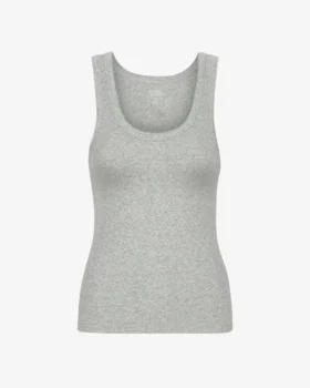 Débardeur en coton bio à côtes pour femme - Gris chiné