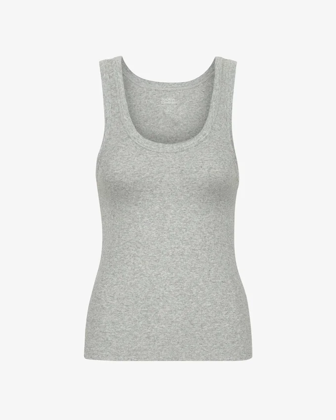 Débardeur en coton bio à côtes pour femme - Gris chiné