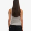 Débardeur en coton bio à côtes pour femme - Gris chiné