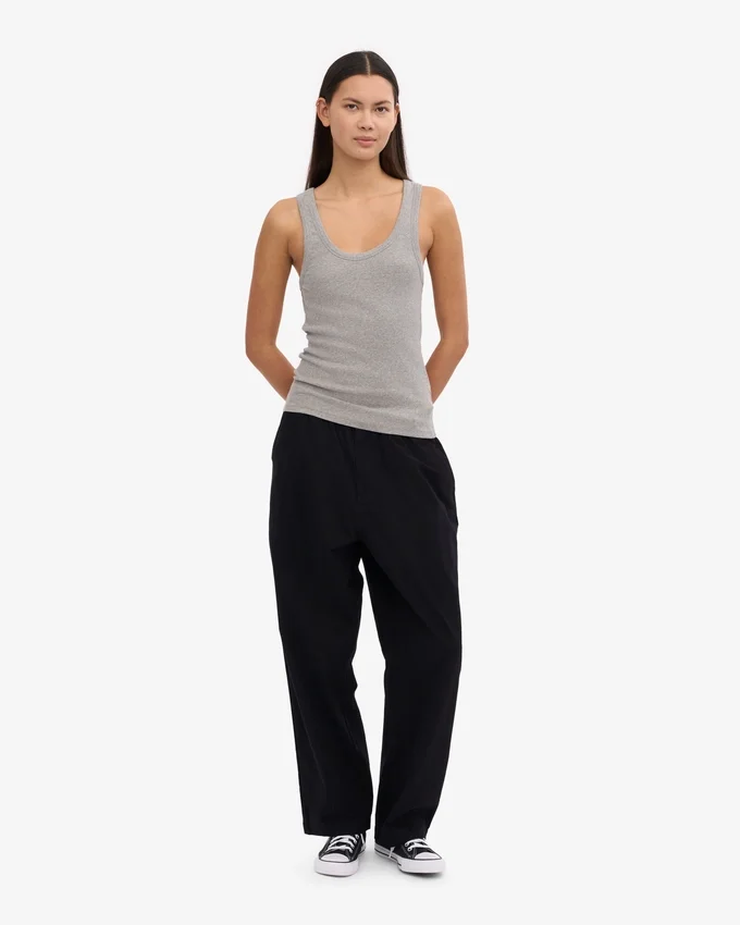 Débardeur en coton bio à côtes pour femme - Gris chiné