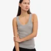Débardeur en coton bio à côtes pour femme - Gris chiné