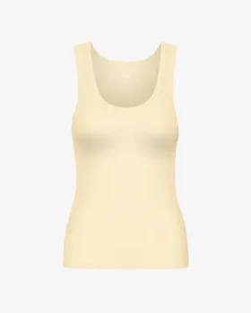Débardeur en coton bio à côtes pour femme - Jaune pâle