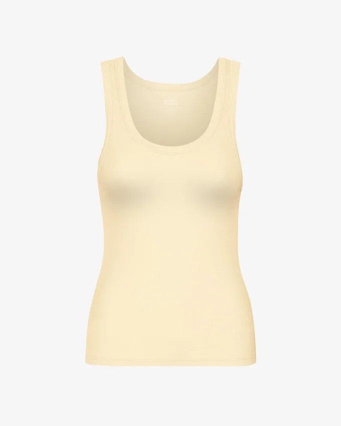 Débardeur en coton bio à côtes pour femme - Jaune pâle