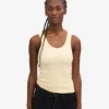 Débardeur en coton bio à côtes pour femme - Jaune pâle