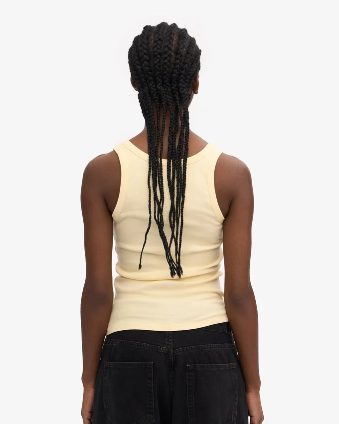 Débardeur en coton bio à côtes pour femme - Jaune pâle