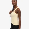 Débardeur en coton bio à côtes pour femme - Jaune pâle