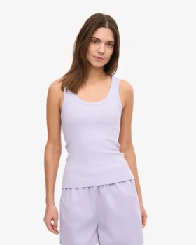 Débardeur en coton bio à côtes pour femme – Lavande pâle