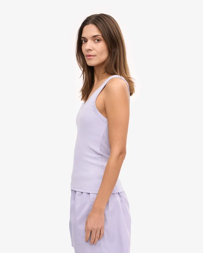 Débardeur en coton bio à côtes pour femme - Lavande pâle
