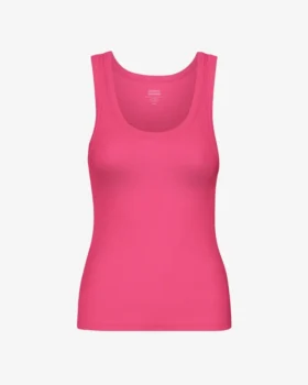 Débardeur en coton bio à côtes pour femme - Rose bubble-gum