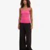 Débardeur en coton bio à côtes pour femme - Rose bubble-gum