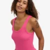 Débardeur en coton bio à côtes pour femme - Rose bubble-gum
