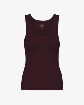 Débardeur en coton bio à côtes pour femme - Rouge sang de bœuf