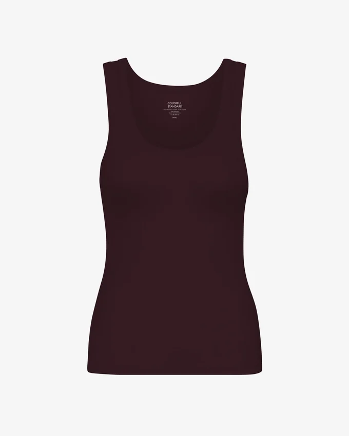 Débardeur en coton bio à côtes pour femme - Rouge sang de bœuf