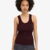 Débardeur en coton bio à côtes pour femme - Rouge sang de bœuf